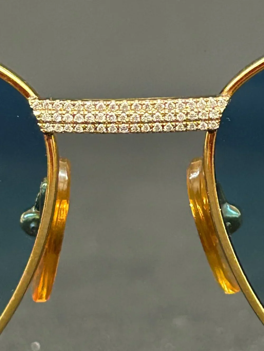 Vintage Cartier Sapphire 55 Gold with Custom Diamond Frames Glasses Sunglasses